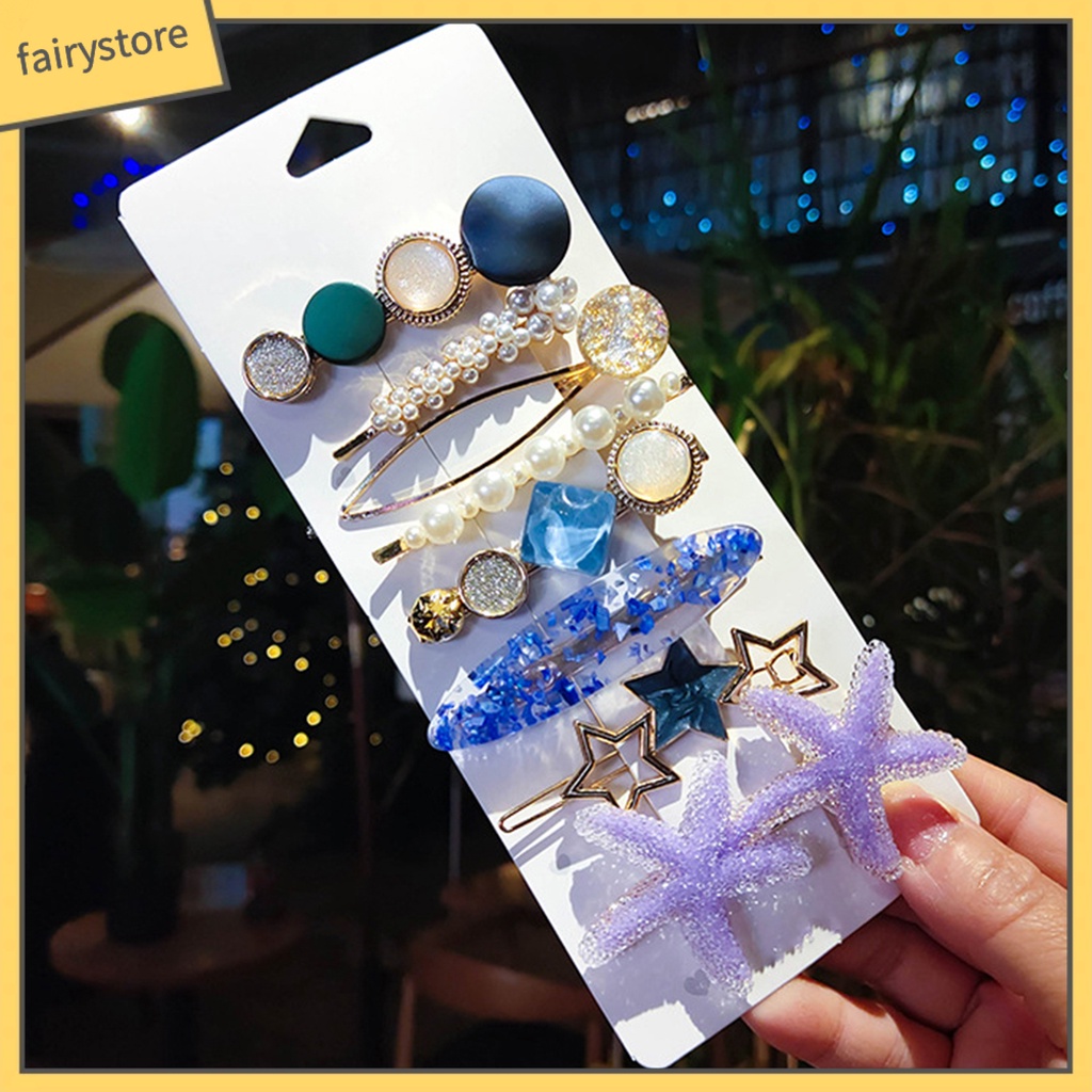 Set 6 / 7 / 8 Kẹp Tóc Đính Ngọc Trai Nhân Tạo Thời Trang Dành Cho Nữ