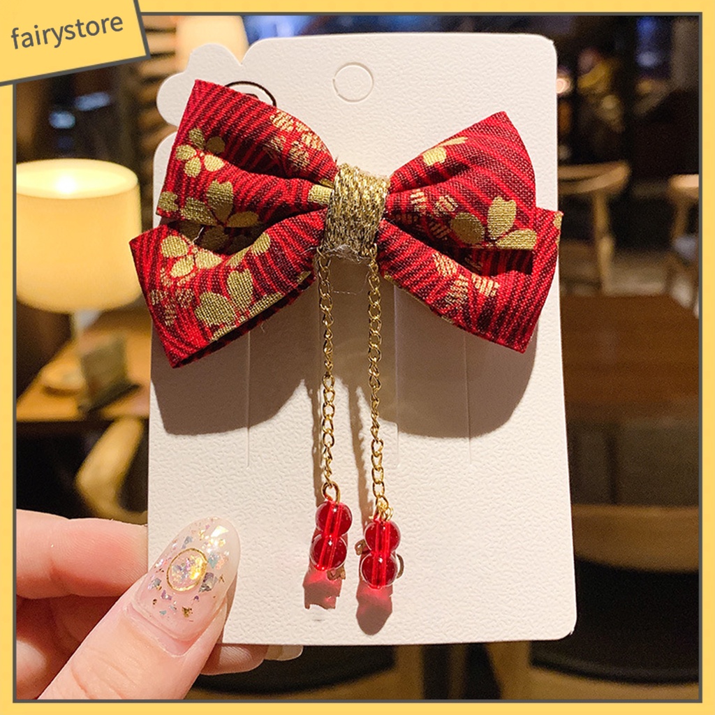 Kẹp Tóc Tua Rua Phong Cách Trung Hoa Cổ Điển Mừng Năm Mới Cho Bé Gái