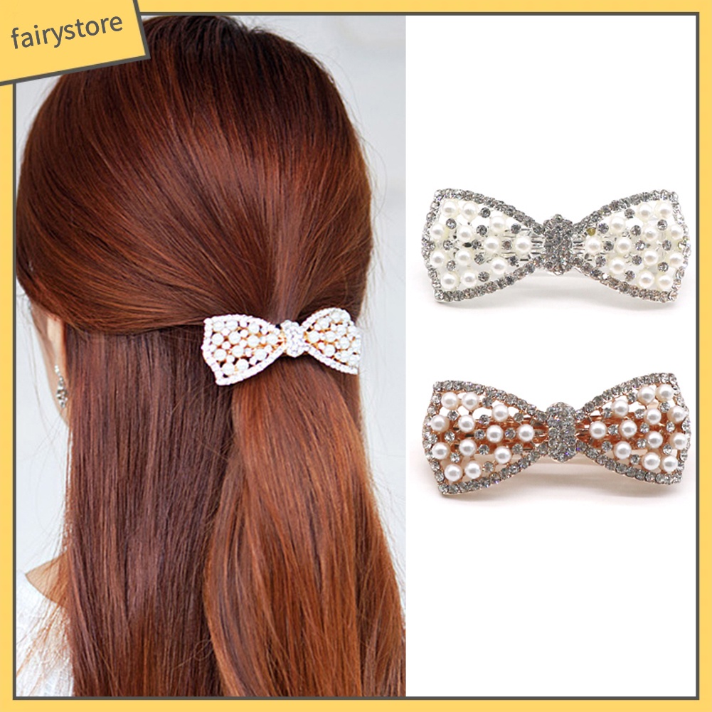 Kẹp Tóc Hình Nơ Đính Đá Thời Trang Dành Cho Nữ