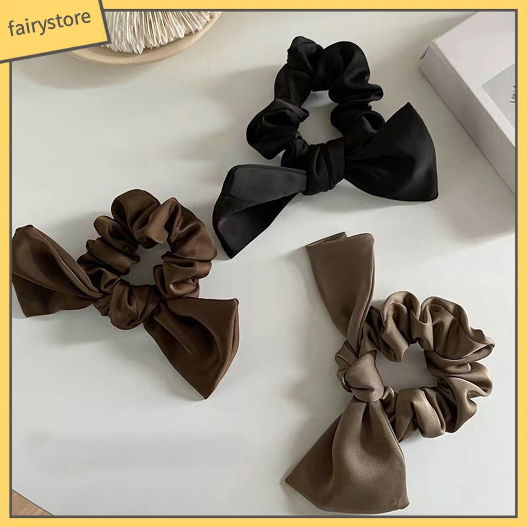 Dây Buộc Tóc Co Giãn Chống Trượt Màu Trơn Thắt Nơ Xinh Xắn Giá Đỡ