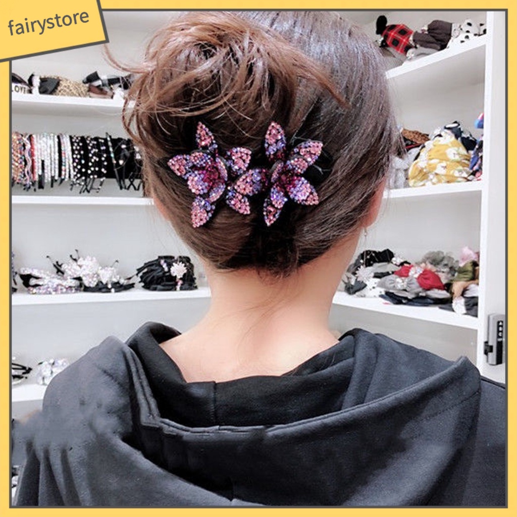Kẹp Tóc Mỏ Vịt Đính Đá Hình Bông Hoa Xinh Xắn