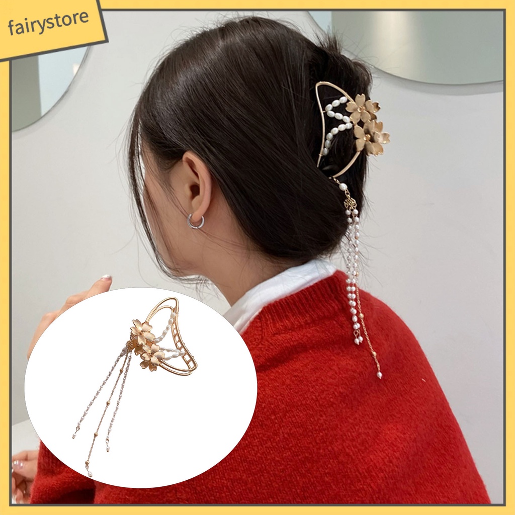 Kẹp Tóc Hình Bướm Đính Ngọc Trai Giả Co Giãn Dành Cho Nữ