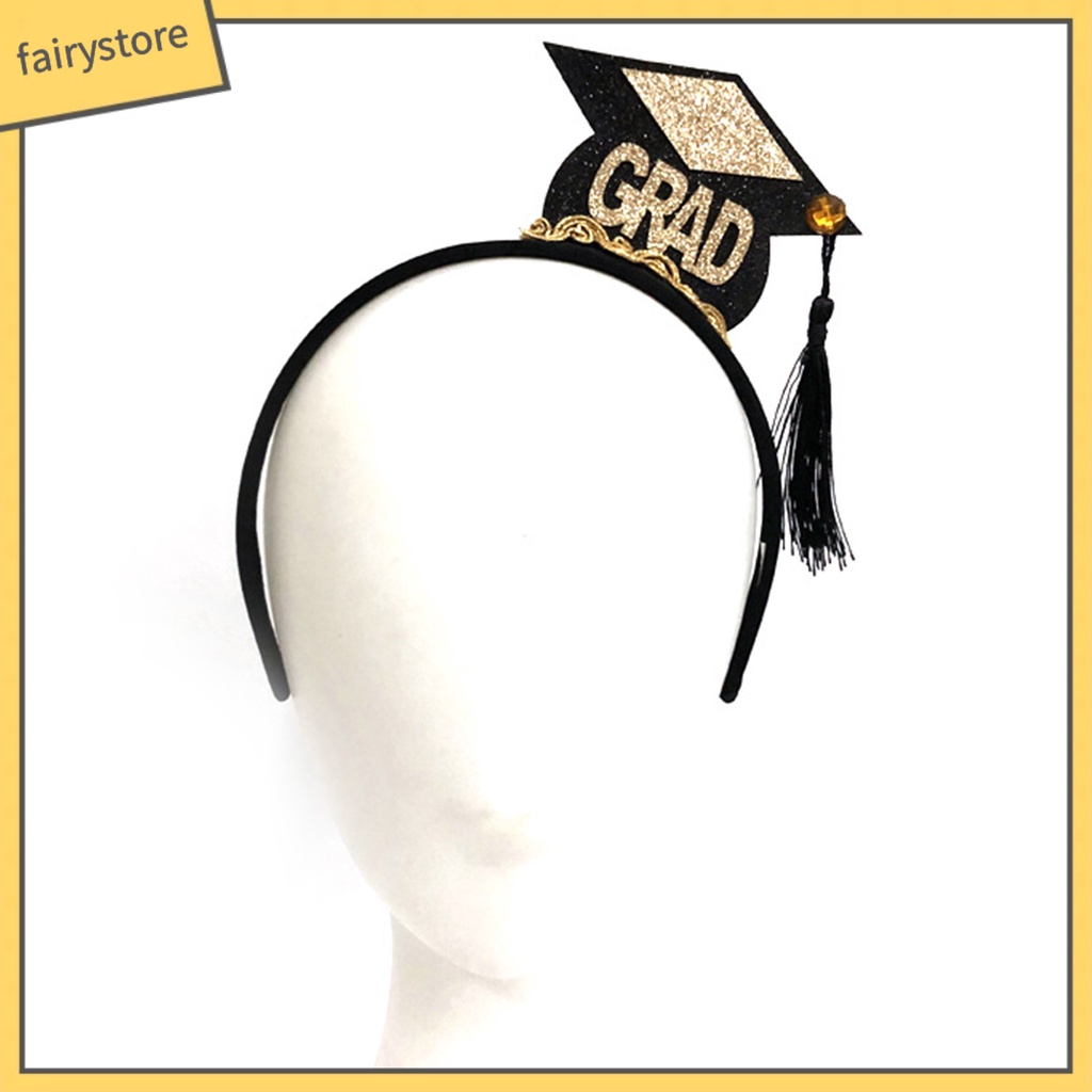 Băng Đô Cài Tóc Bằng Vải Nỉ Chống Trượt Họa Tiết Nón Tốt Nghiệp Cho Nữ