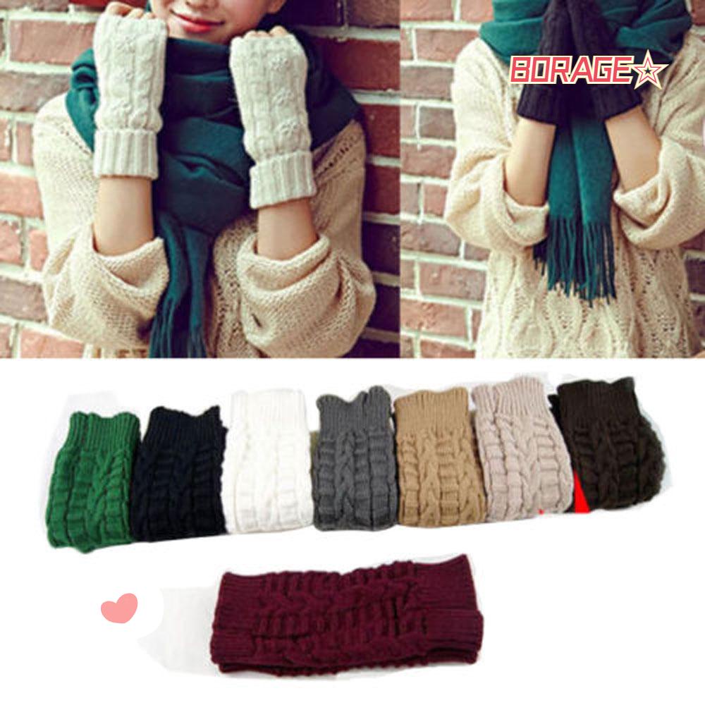 Găng Tay Dệt Kim Màu Trơn Ấm Áp Thời Trang Mùa Đông