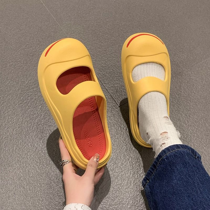 Dép Bít Mũi Chống Trượt Họa Tiết Mặt Cười Thời Trang Mùa Hè 2023 Phong Cách Mới Cho Nữ