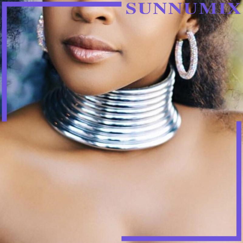 Vòng Cổ Choker Kim Loại Bản Rộng Châu Phi Thời Trang Cho Nữ