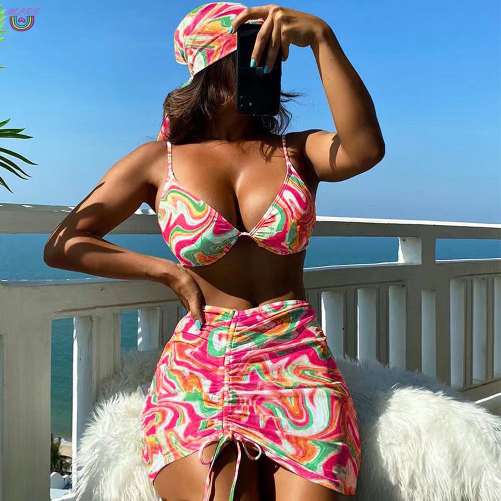 Bộ Bikini 4 Mảnh Bằng Lụa Nhanh Khô Thời Trang Cho Nữ