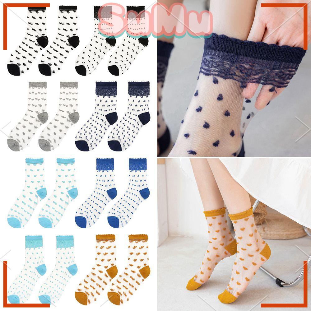 Sumu Vớ Mắt Cá Chân Nữ Kính|Vớ Lụa Trong Suốt Phối Ren Thời Trang Cho Nữ