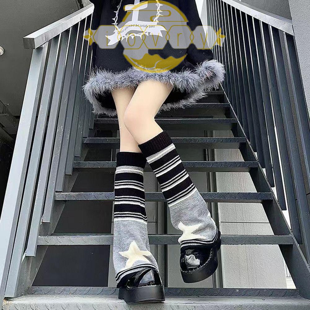 Vớ Dệt Kim Giữ Ấm Chân Họa Tiết Kẻ Sọc Ngôi Sao Thời Trang Lolita Mùa Thu Đông Cho Nữ