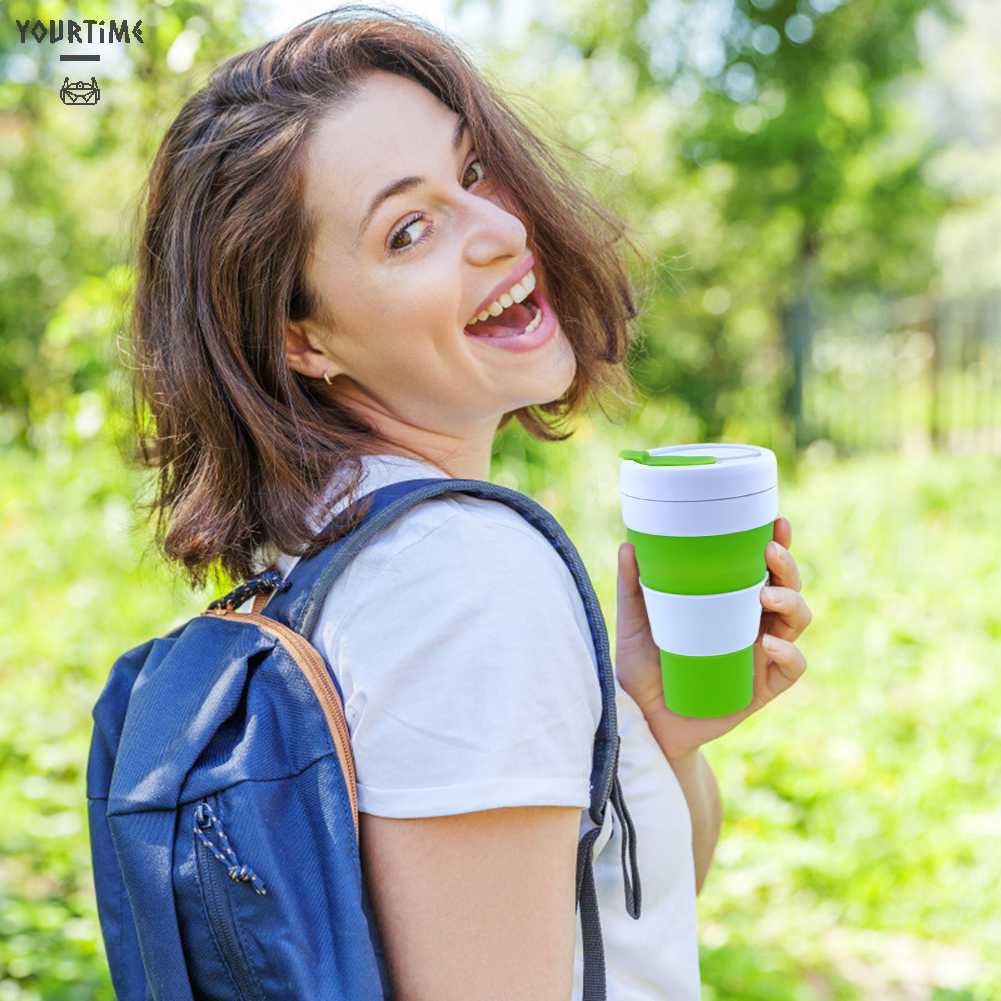 Cốc Uống Cà Phê 475ml Bằng Silicone Có Thể Tháo Rời Tiện Dụng Mang Theo Du Lịch