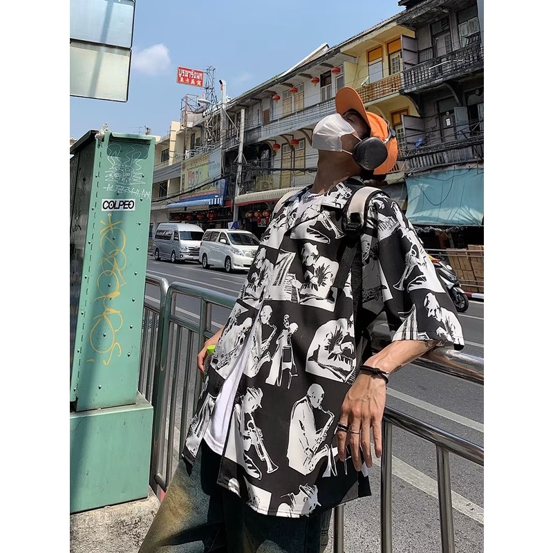 Toàn Bộ Áo Sơ Mi Ngắn Tay Thoáng Khí In Họa Tiết Hoa Phong Cách Hip Hop Mỹ Thời Trang Mùa Hè Cho