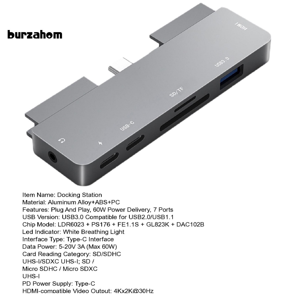 Bộ Chia 7 Cổng USB Loại C 60W Chất Lượng Cao