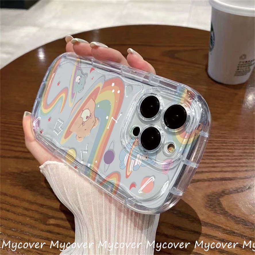 Ốp Điện Thoại Silicon Họa Tiết Gấu Cầu Vồng Dễ Thương Cho iPhone 11 12 13 14 Pro Max X Xr Xs 8 7 6 Plus SE 2020