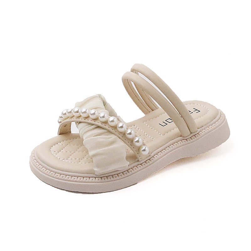 Xăng đan Công Chúa Đế Mềm Chống Trượt Đính Hạt Ngọc Trai Cho Bé Gái