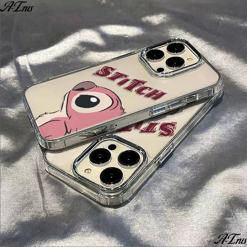 ✅Ốp Điện Thoại Dẻo Màu Hồng Họa Tiết Hoạt Hình Stitch Dễ Thương Chống Sốc Cho Iphone128ins plus 711 max1314pro AAO3