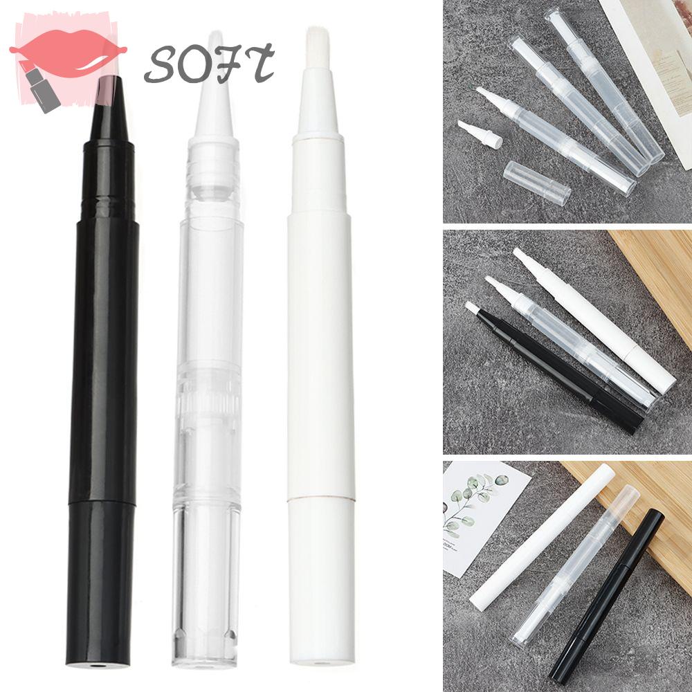 Bộ 3 Lọ Đựng Dầu / Cọ / Bút Vẽ Móng Đầu Silicon Đa Năng Có Thể Xoay SOFTNESS 3ml