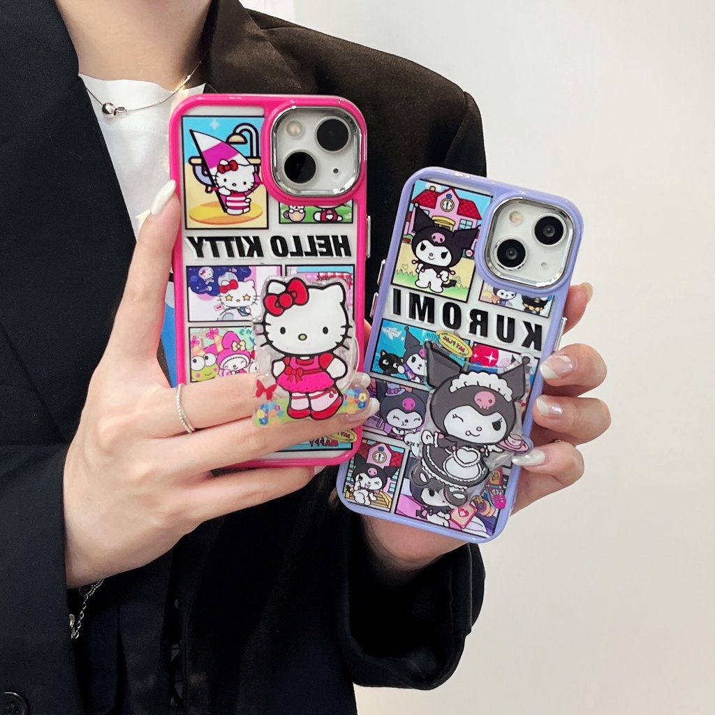 Ốp Điện Thoại TPU Mềm Trong Suốt Chống Rơi Họa Tiết Hoạt Hình Kuromi Cho iPhone 11 13 12 14 Pro Max Đứng