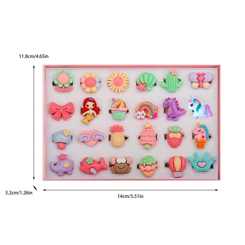 Bộ 24 Nhẫn Thiết Kế Xinh Xắn Cho Bé Gái