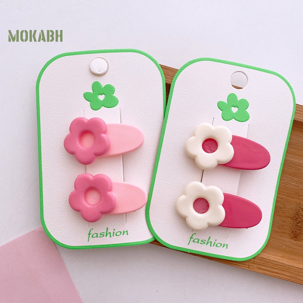 1 Cặp Kẹp Tóc Họa Tiết Hoa Hoạt Hình Màu Sắc Ngọt Ngào Chống Trượt Trọng Lượng Nhẹ