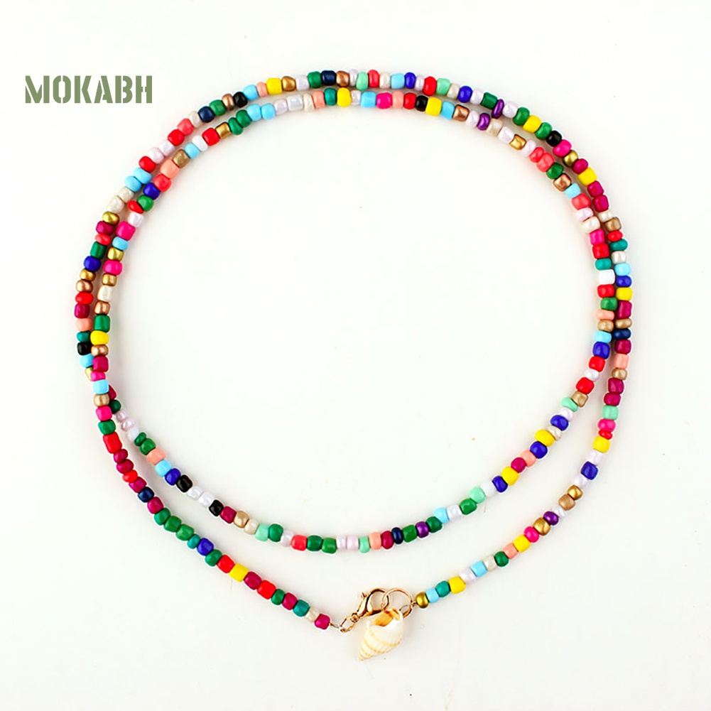 [Mok Abh] Vòng Cổ Hai Lớp Gắn Vỏ Sò Phong Cách Bohemian