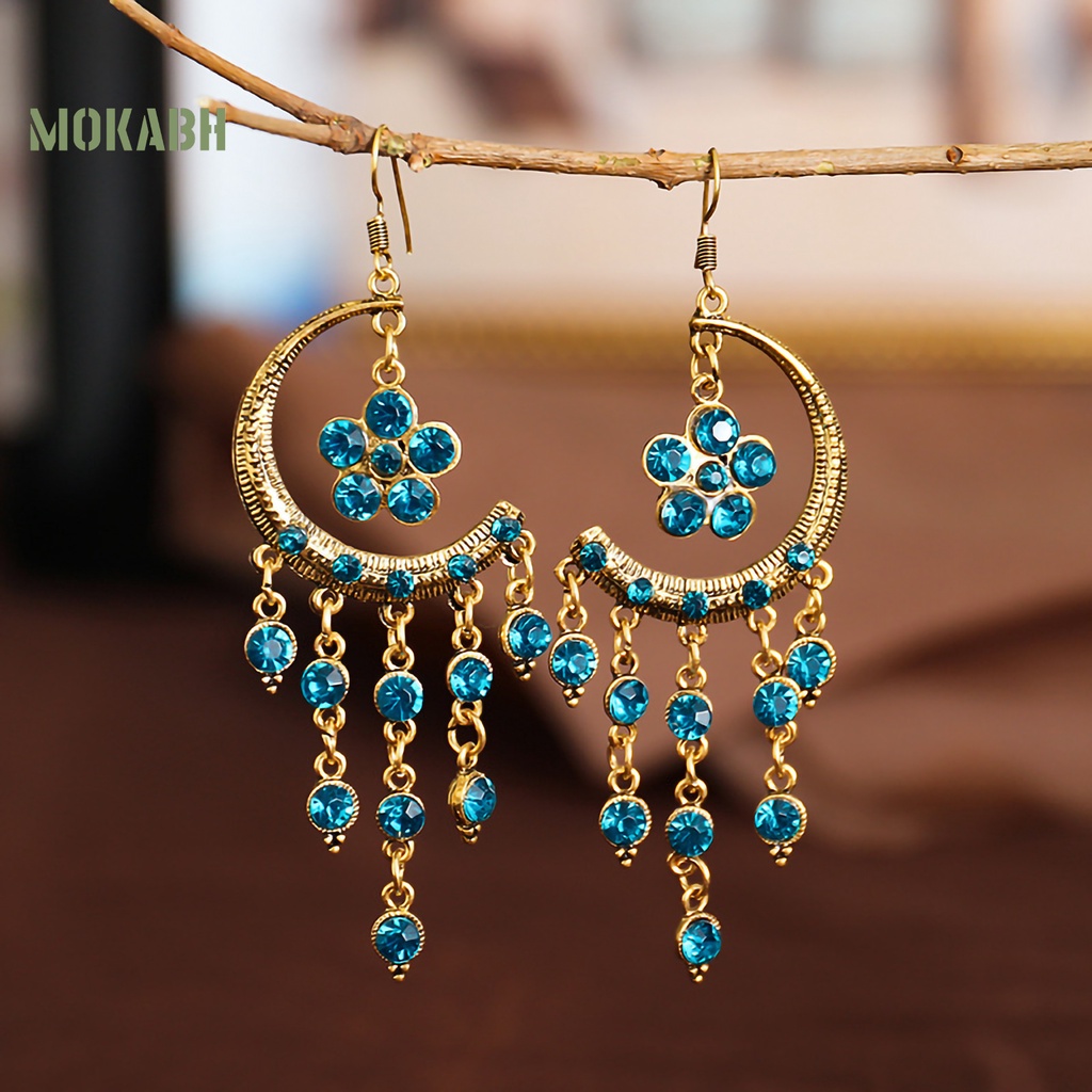 1 Đôi Bông Tai Hình Bán Nguyệt Dạng Tua Rua Lâu Trôi Tinh Tế Thời Trang Dự Tiệc