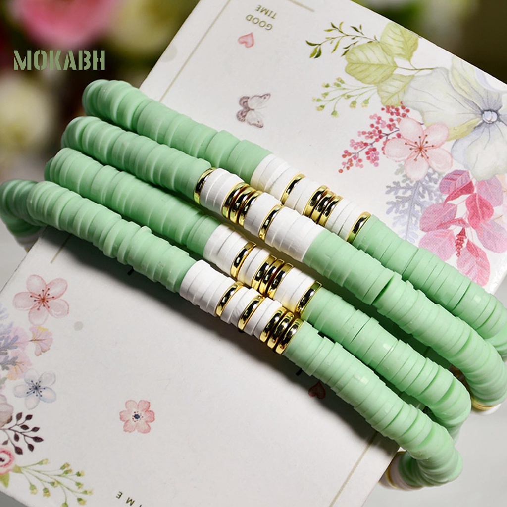 [Mok Abh] Vòng Tay Hạt Đá Polymer Co Giãn Phong Cách Boho