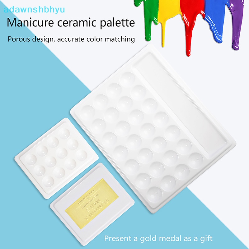 Khay Đựng Màu Nước Vẽ Móng Nghệ Thuật Bằng Gốm Sứ Kèm Nắp Nhựa