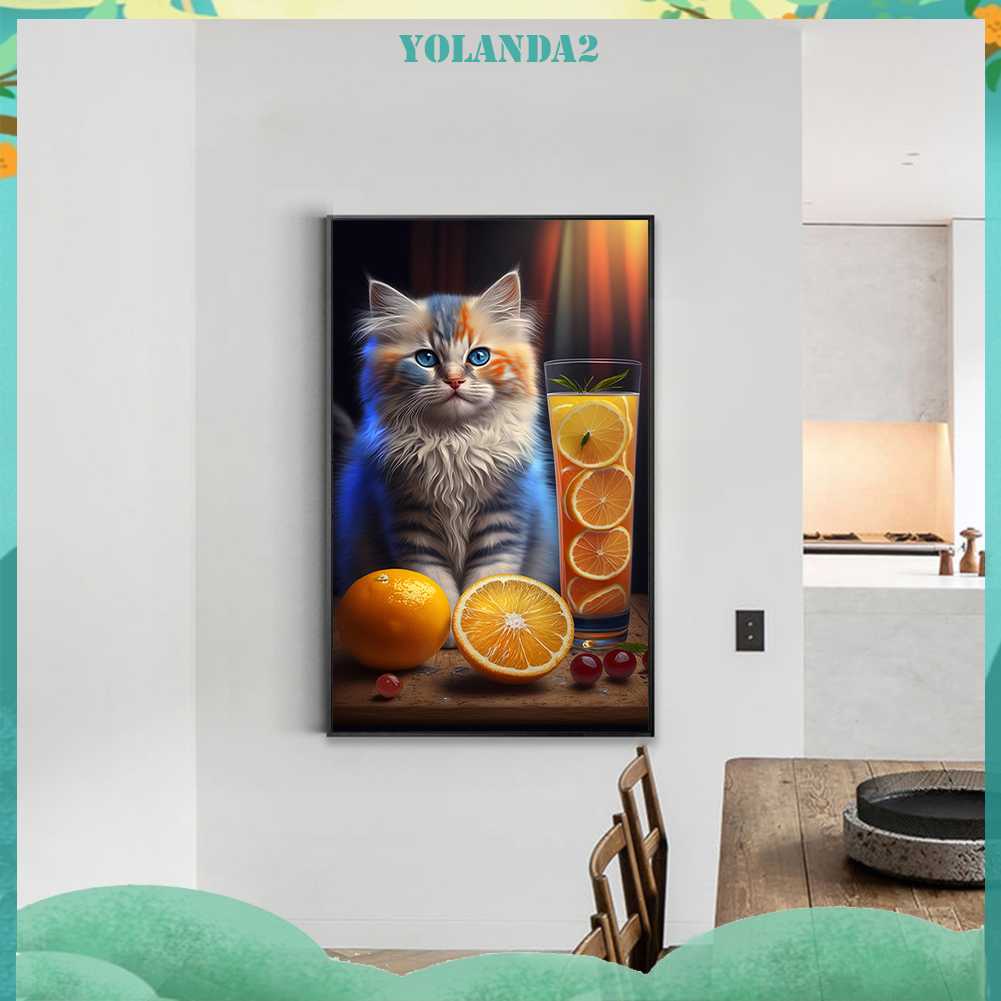 Tranh Đính Đá Kim Cương Toàn Bộ 5D DIY Hình Vẽ Mèo Trang Trí Nhà Cửa