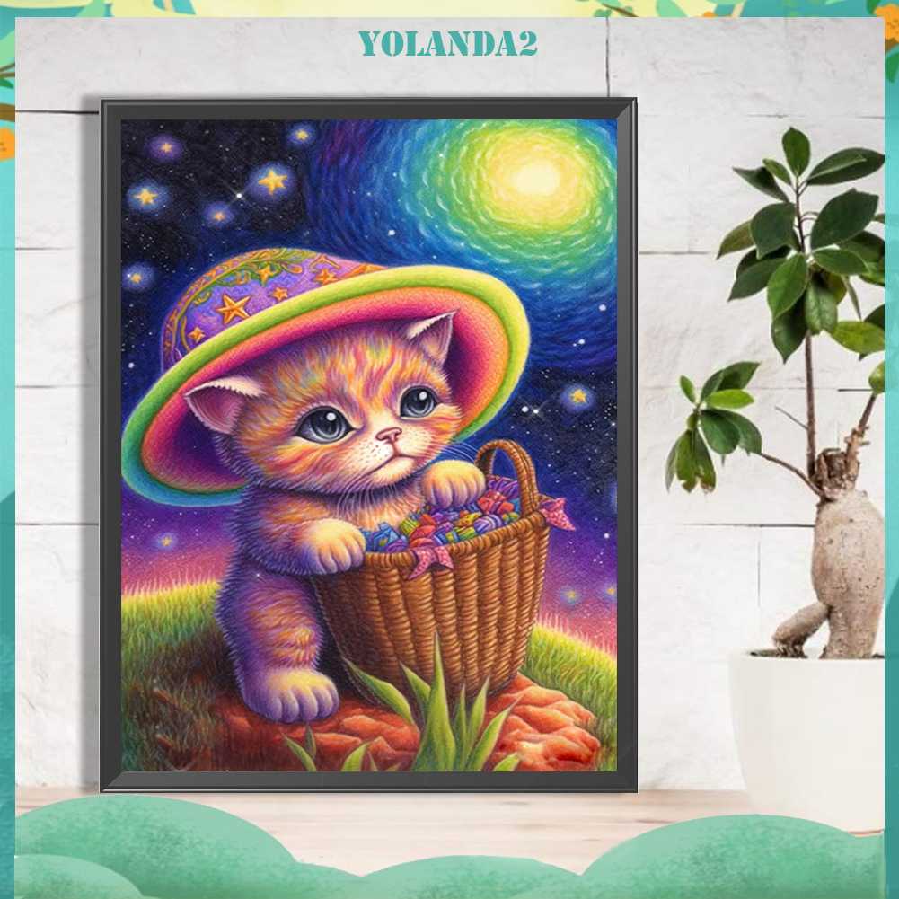 Tranh Đính Đá Kim Cương Toàn Bộ 5D DIY Hình Vẽ Mèo Trang Trí Nhà Cửa