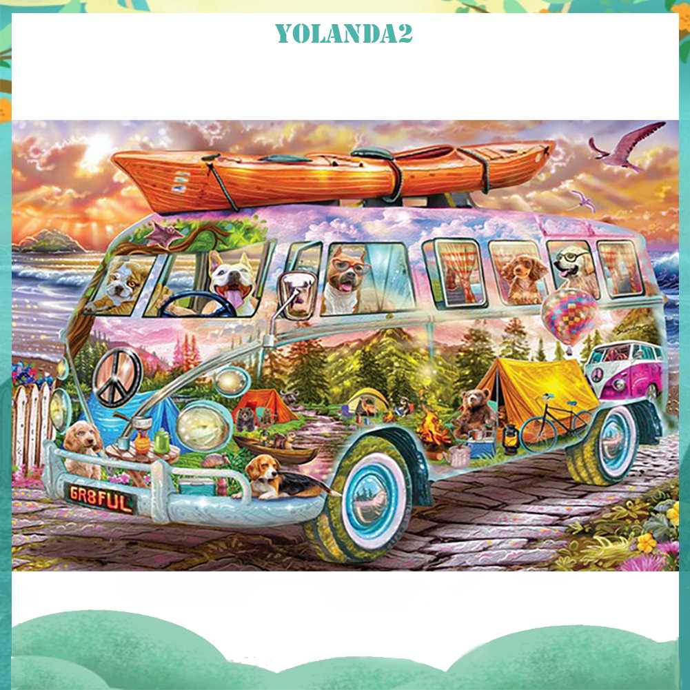 Tranh Đính Đá Kim Cương Toàn Bộ 5D DIY Hình Vẽ Xe Buýt