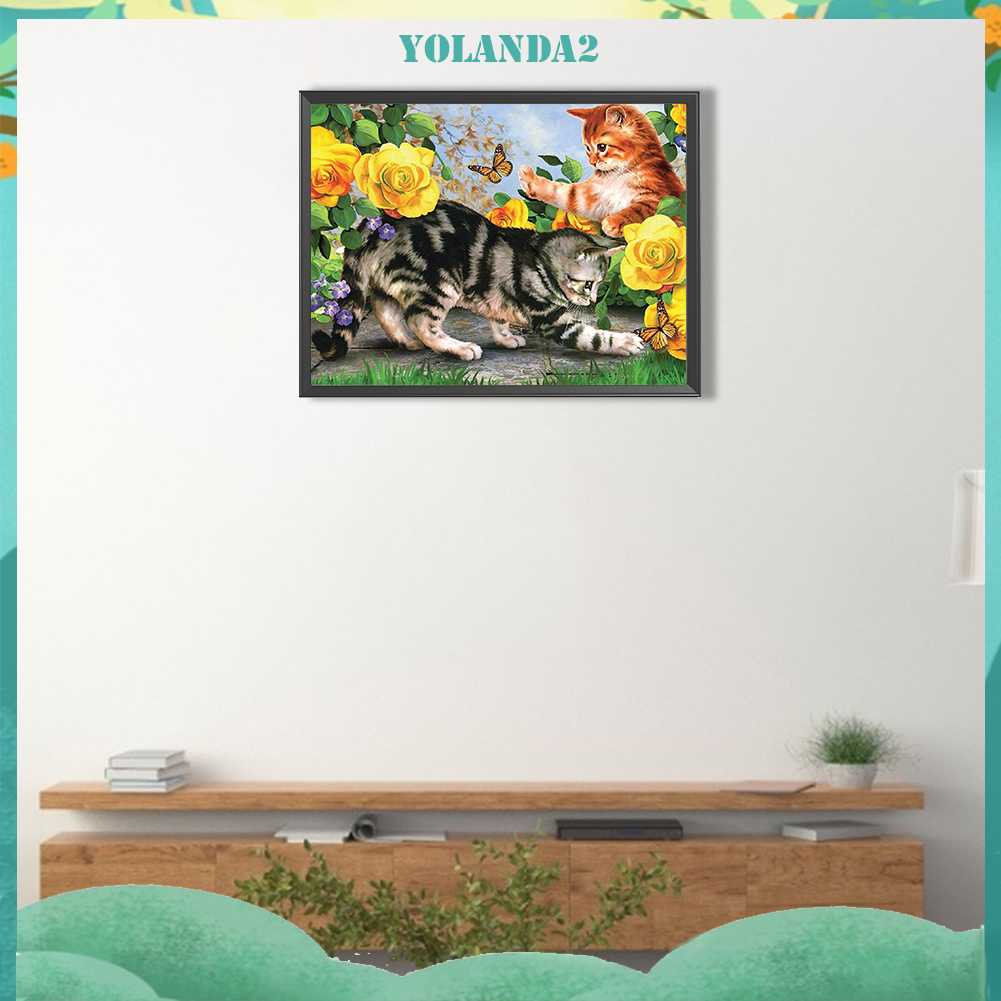 Tranh Đính Đá Kim Cương Toàn Bộ 5D DIY Hình Vẽ Chó Mèo Trang Trí Nhà Cửa