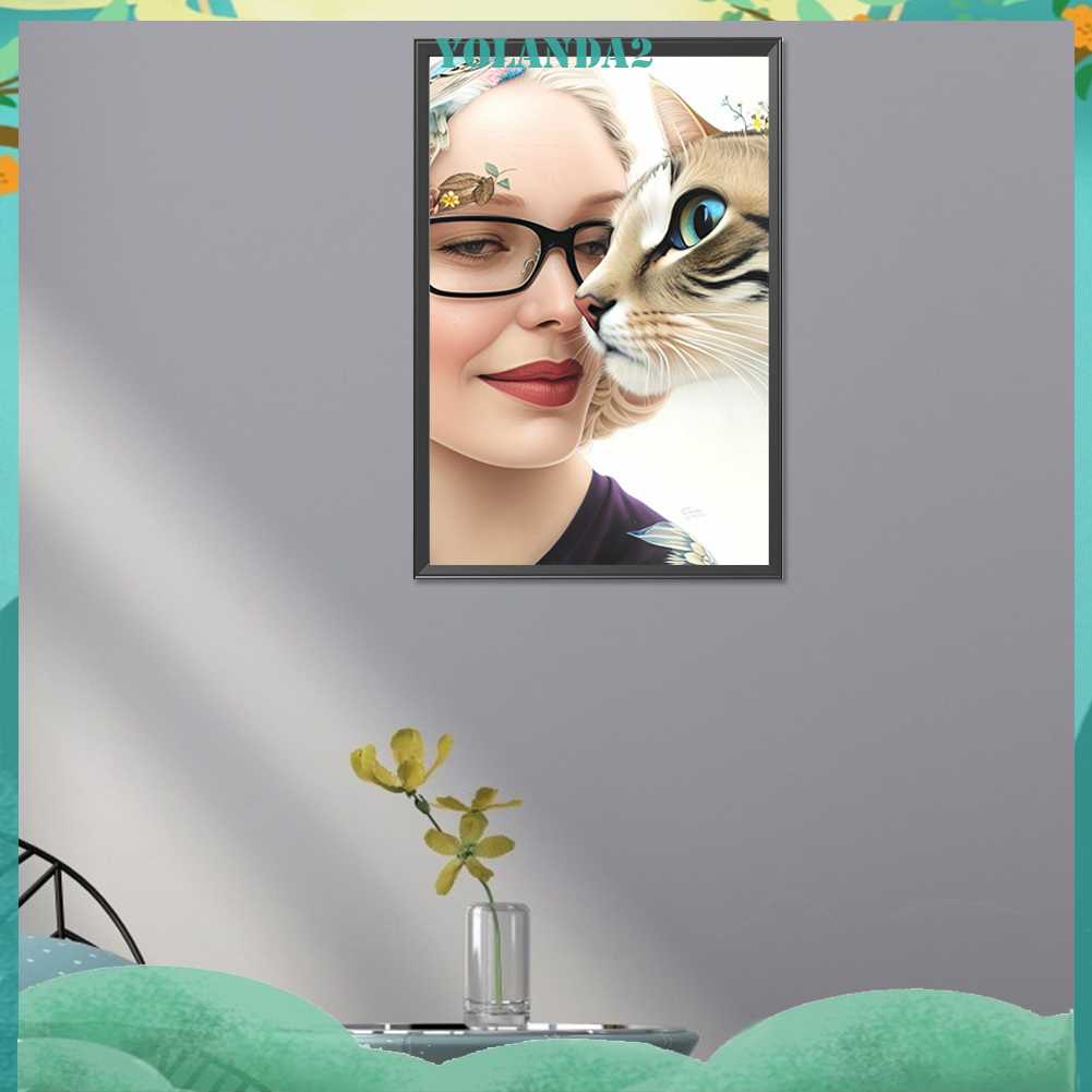 Tranh Đính Đá Kim Cương Toàn Bộ 5D DIY Hình Vẽ Mèo Trang Trí Nhà Cửa