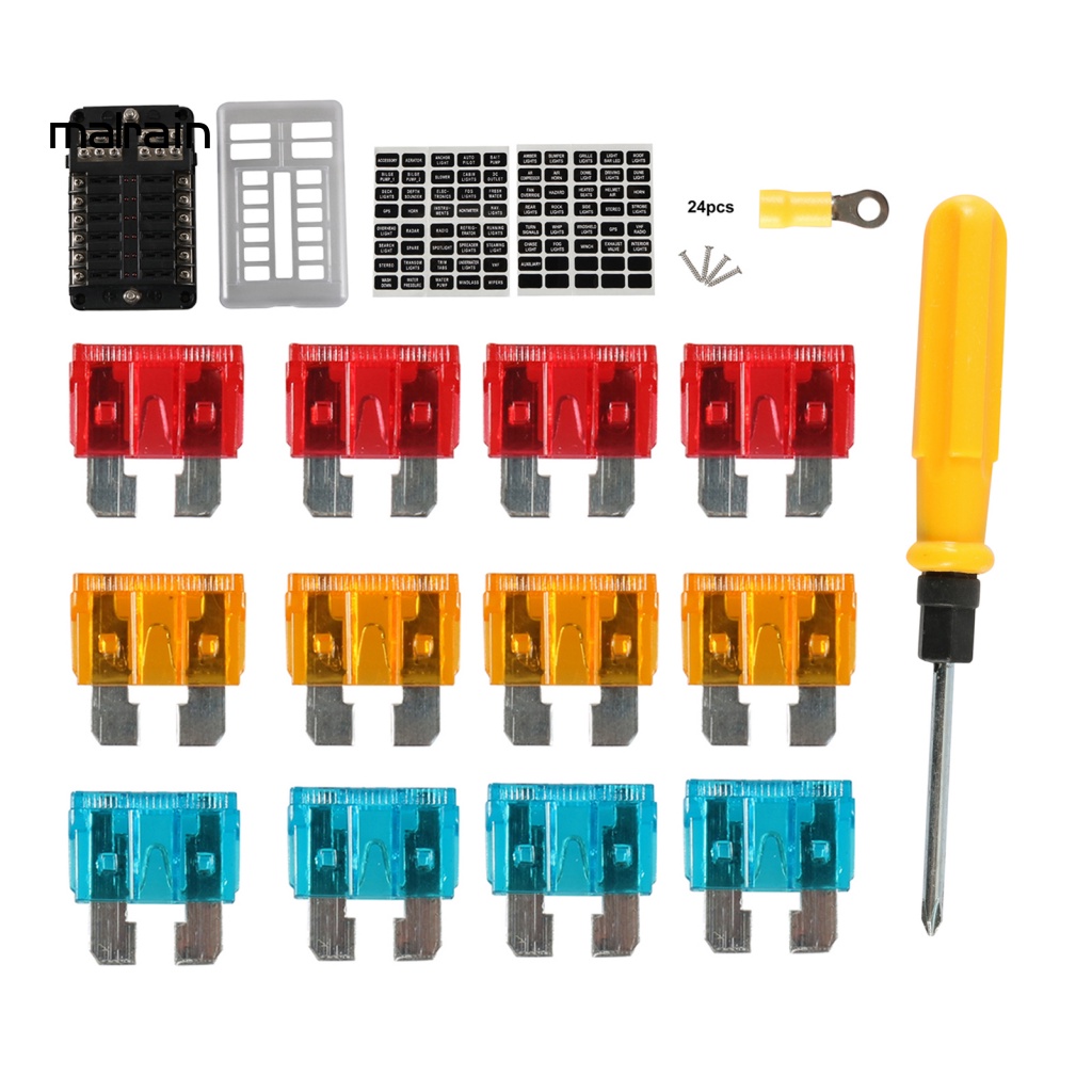 Bộ Giá Đỡ Cầu Chì 12 Chiều Có Đèn LED Báo Hiệu + Ốc Vít Chuyên Dụng Cho RV Yacht