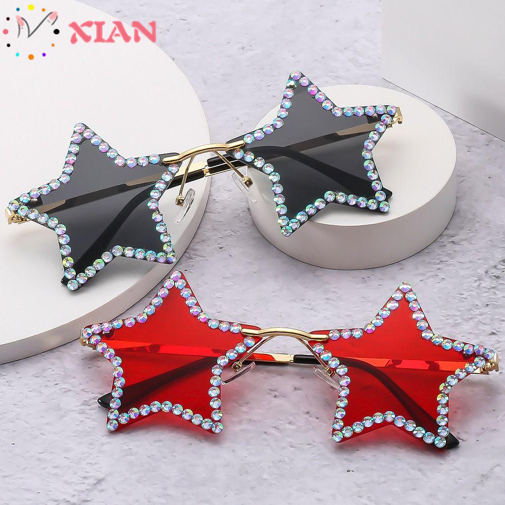 Kính Mát Hình Ngôi Sao XIANTIN Phong Cách Halloween Tấm Che Nắng Chống Tia UV400 Màu Đen Cổ Điển Dành Cho Nam Và Nữ