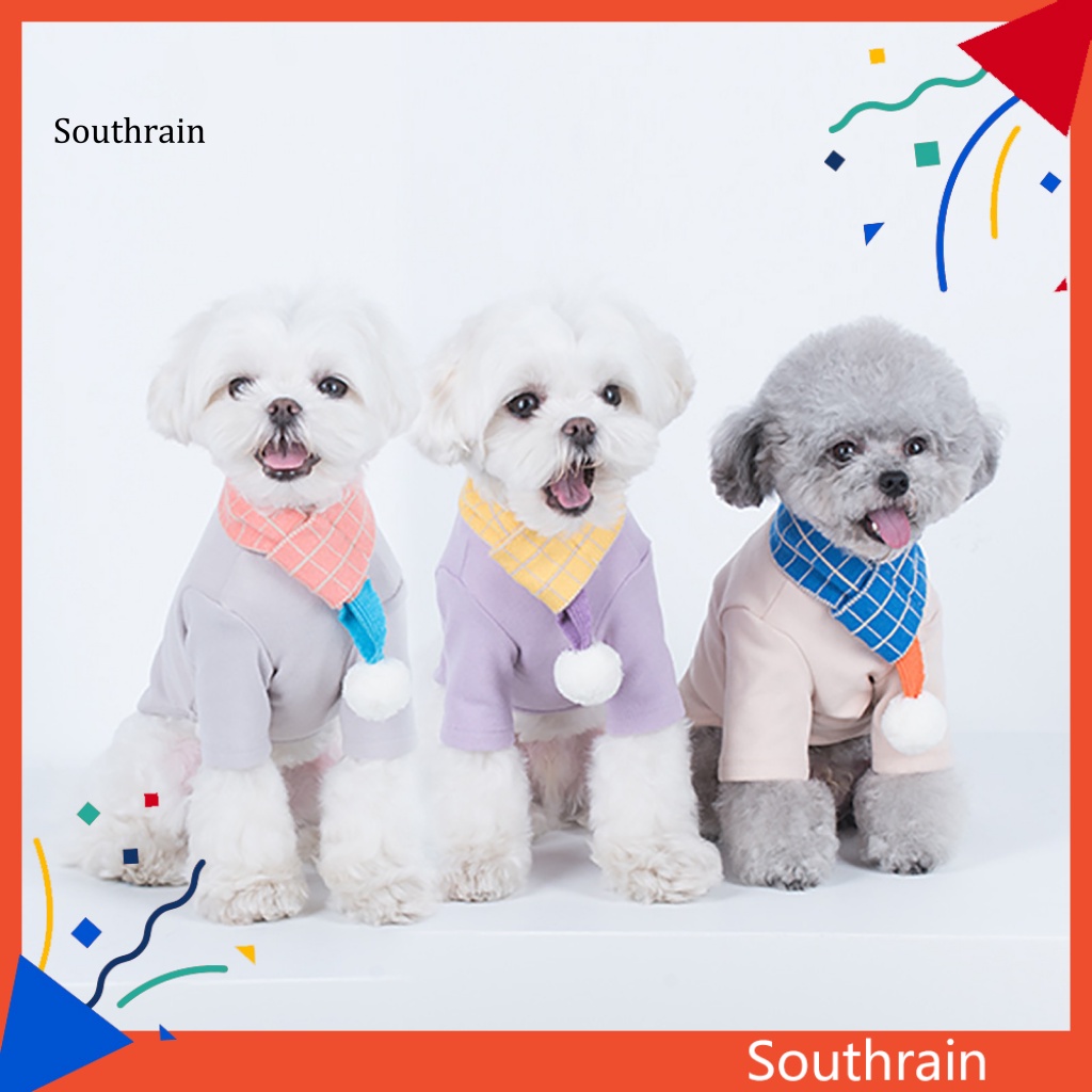 Khăn Choàng Cổ Bằng Polyester Thân Thiện Với Da Họa Tiết Kẻ Sọc Đính Bóng Lông Nhỏ Cho Thú Cưng