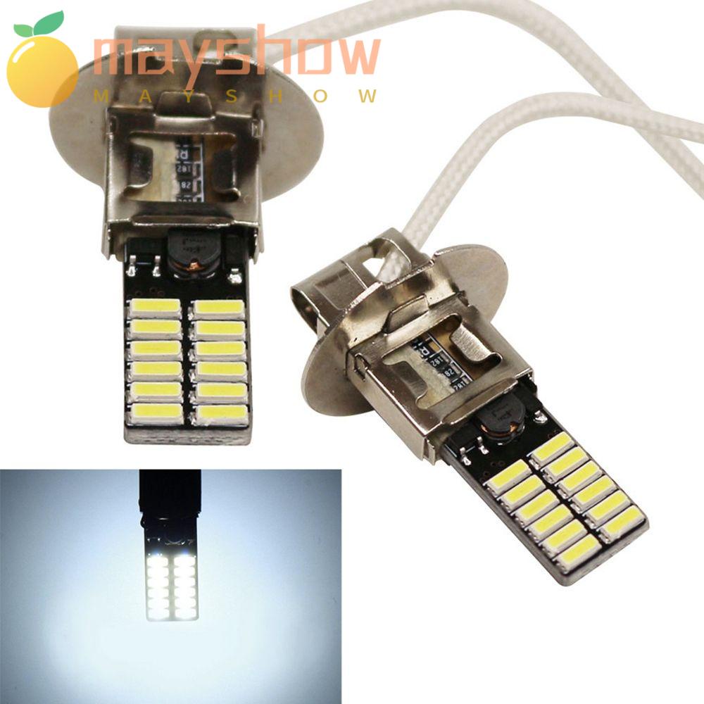 Set 2 Đèn Pha Sương Mù H3 6500K 24-SMD 4014 Dành Cho Ô Tô