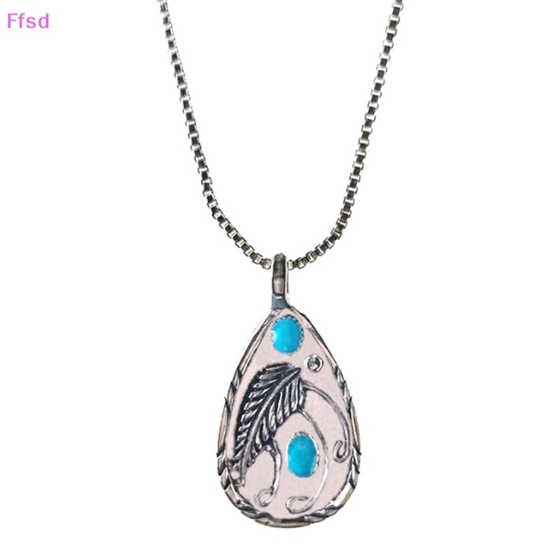 {Ffsd} Vòng cổ Mặt Đá Xanh Lá Hình Giọt Nước Phong Cách Bohemia Cổ Điển Cho Nữ