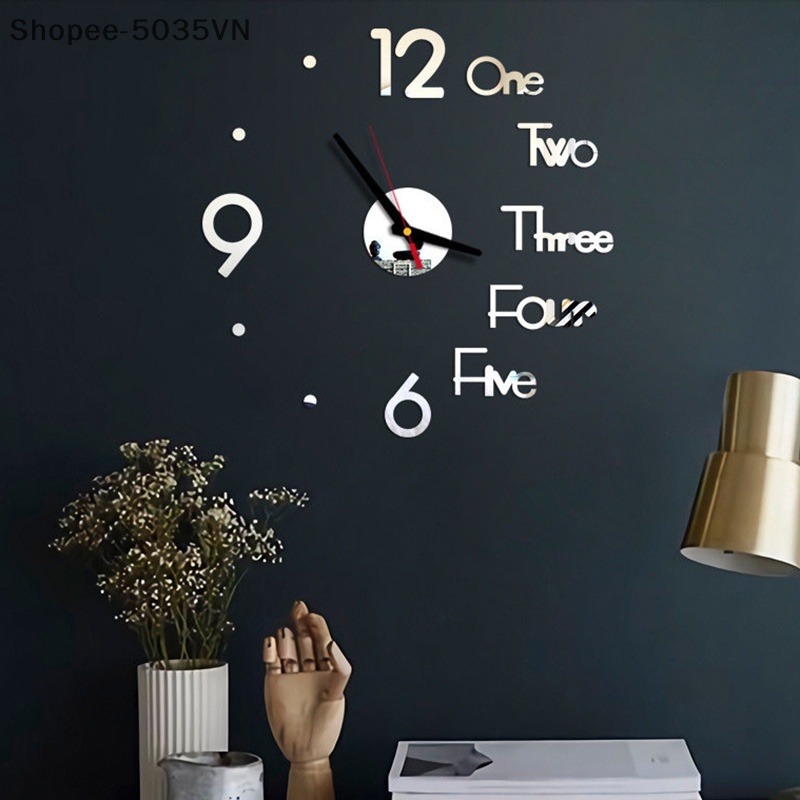 Đồng Hồ Dán Tường Mặt Gương Acrylic Thiết Kế Hiện Đại Sáng Tạo 3D {akindofstar1.vn}