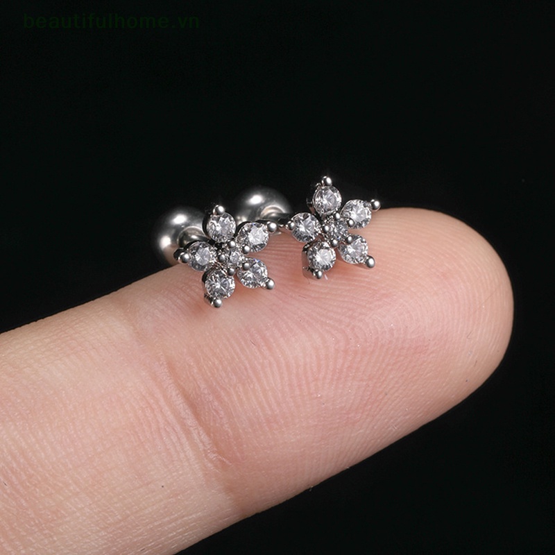 1 Đôi Bông Tai Helix Hình Hoa Bướm Đính Kim Cương Giả Dành Cho Nữ