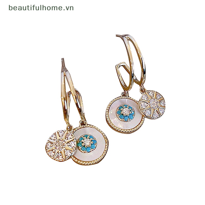 1 Đôi Bông Tai Hình Tròn Đính Hoa Phong Cách Hàn Quốc Cổ Điển Dành Cho Nữ