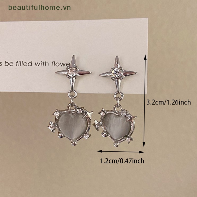 [beautifulhome] Bông Tai Đá Mắt Mèo Ngọt Ngào Thời Trang Hàn Quốc [beauty]