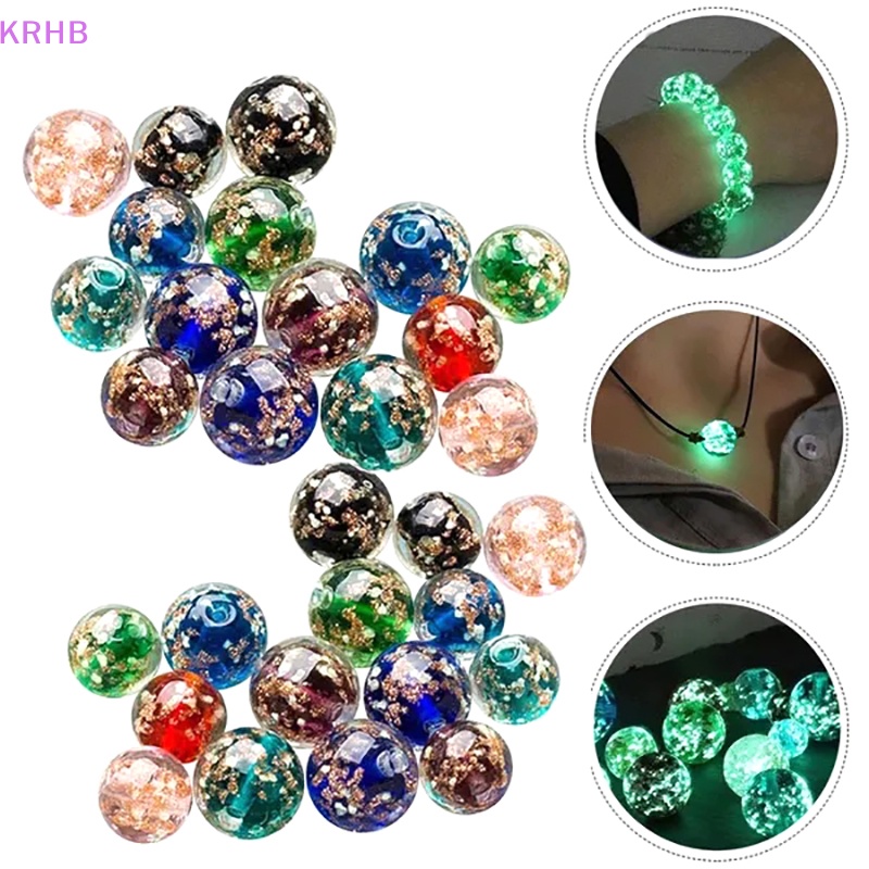 Set 10 Hạt Thủy Tinh Tròn 10mm Phát Quang Dùng Làm Trang Sức Thủ Công DIY Mới