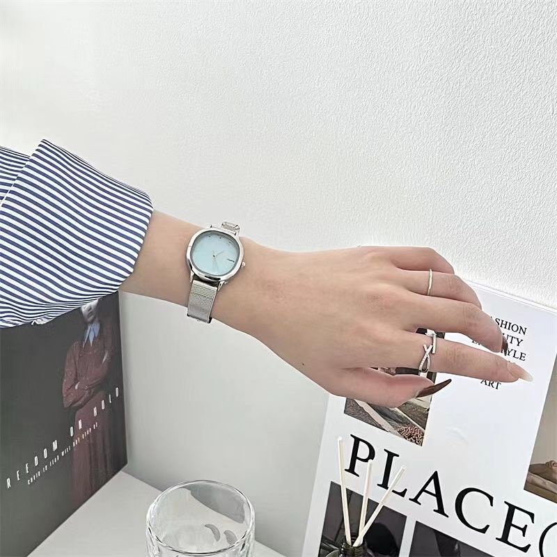 Đồng Hồ Đeo Tay Mặt Vuông Dây Kim Loại Đơn Giản Thời Trang Cho Nữ