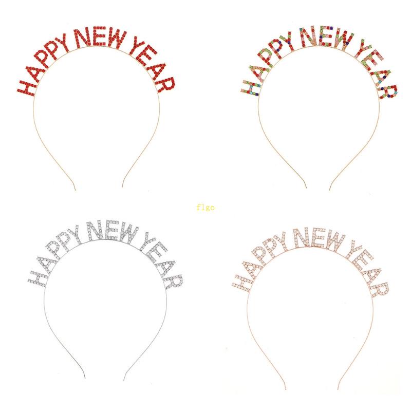 Băng Đô Cài Tóc Đính Đá Pha Lê In Chữ Năm Mới