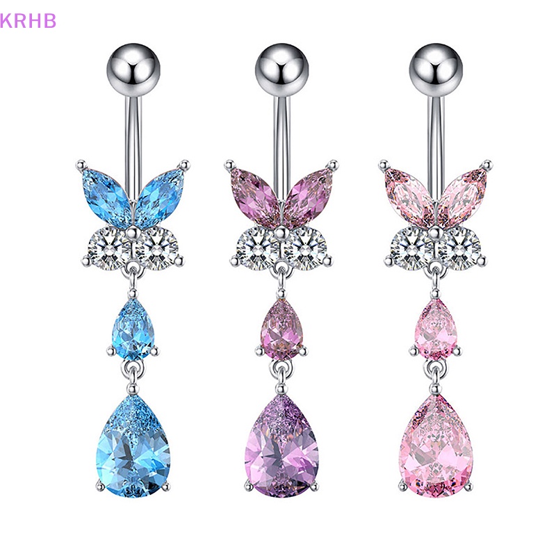 Khuyên Rốn Mặt Hình Bướm Đính Đá Zircon Thời Trang Cho Nữ Mới
