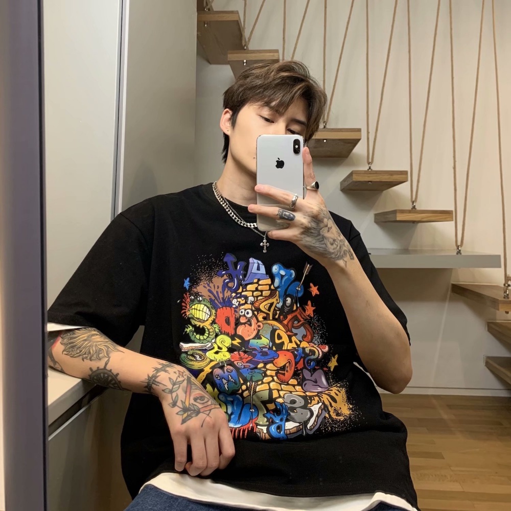 Áo Thun Ngắn Tay In Họa Tiết Hoạt Hình Thời Trang Dành Cho Cả Nam Và Nữ