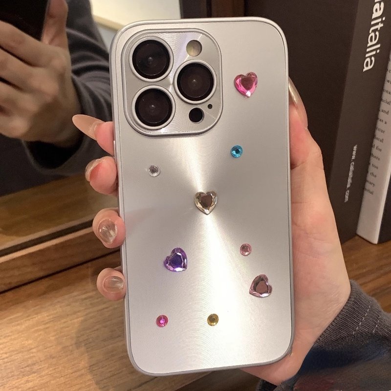 Ốp Điện Thoại PC Cứng Siêu Mỏng Màu Laser Đính Ngọc Trai 3D Sang Trọng DIY Cho iPhone 14 Pro Max 13 Pro 12 Pro 11 14