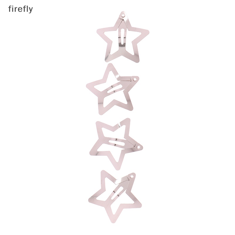 Set 4 Kẹp Tóc BB Hình Ngôi Sao Màu Sắc Tối Giản Cho Nữ