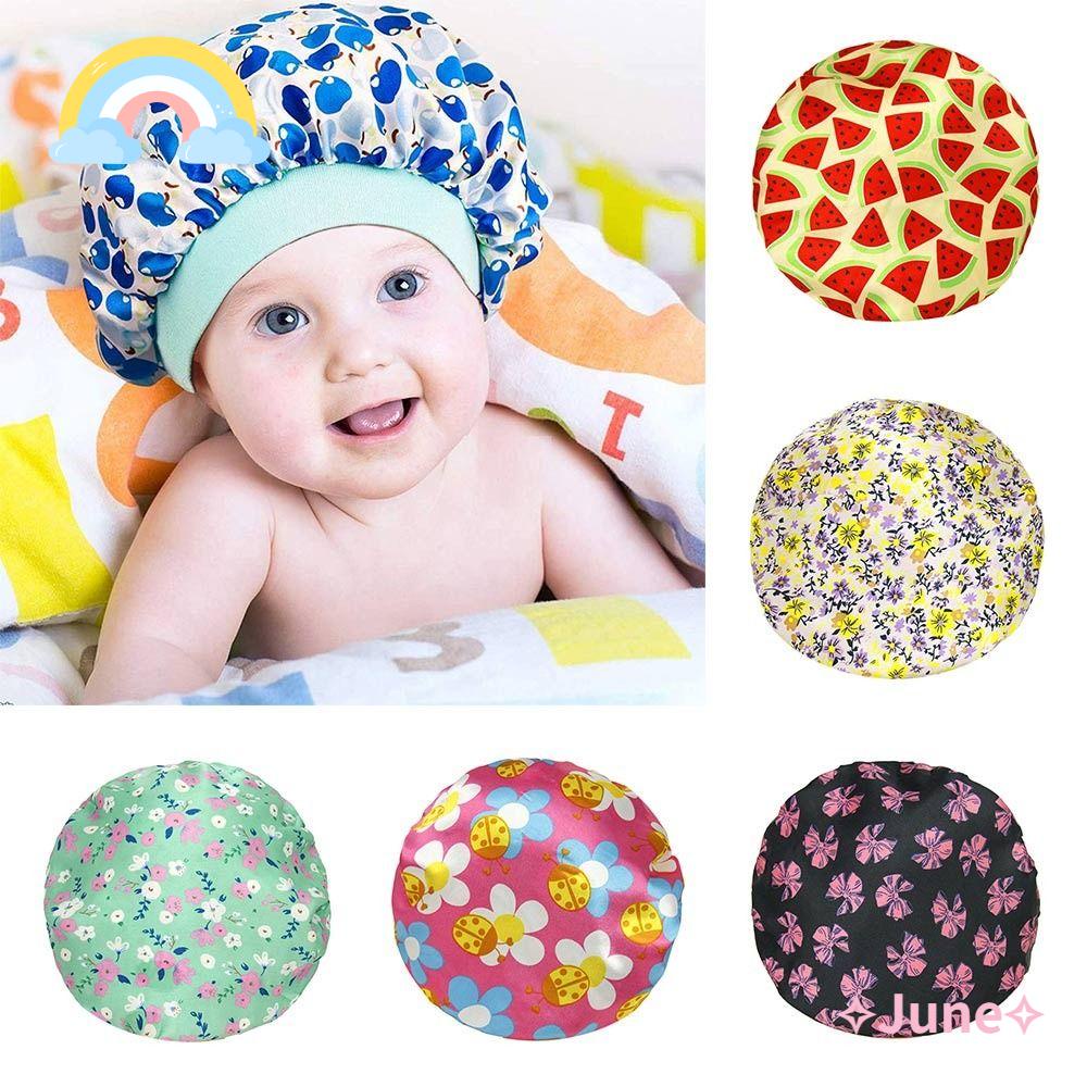 Mũ Turban Vải Satin In Họa Tiết Xinh Xắn Có Thể Điều Chỉnh Cho Bé