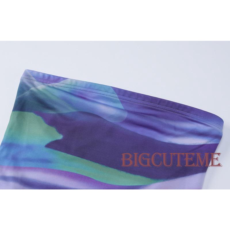 Đầm Sát Nách Ống Dài Màu Tím In Họa Tiết Thời Trang Mùa Hè Cho Nữ